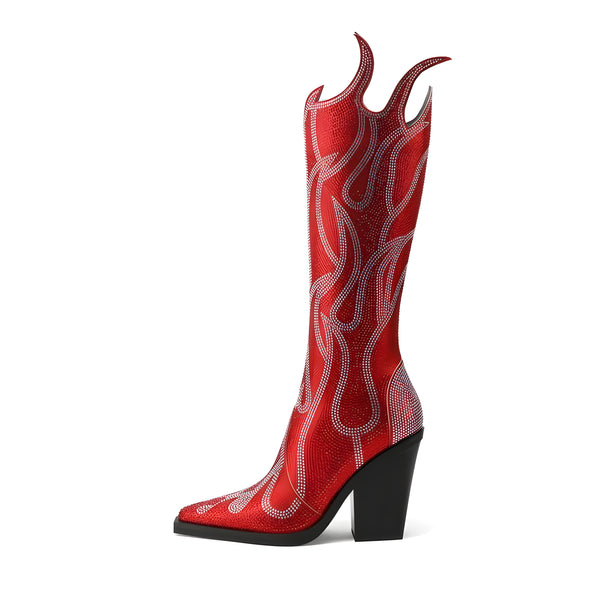 The Hecate Rhinestone High Heel Boots