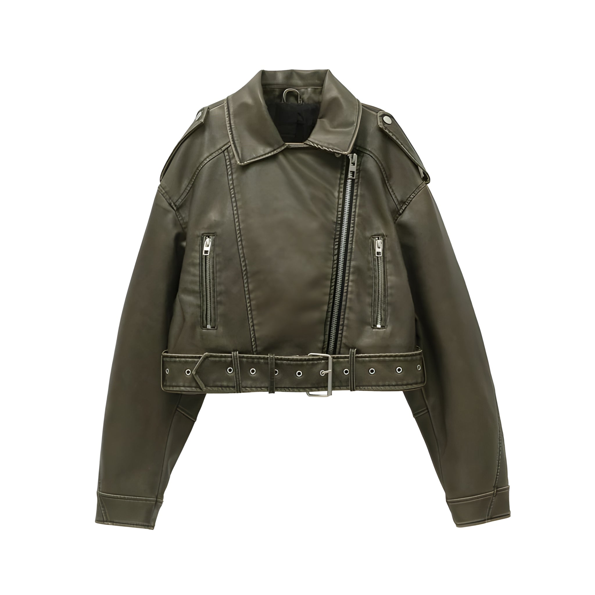 The Melora Faux Leather Cropped Moto Jacket