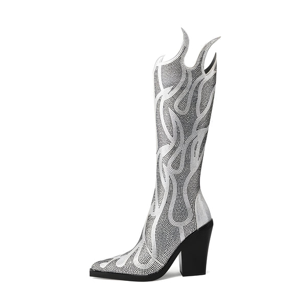 The Hecate Rhinestone High Heel Boots