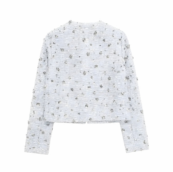 The Estelle Long Sleeve Cropped Sequin Jacket