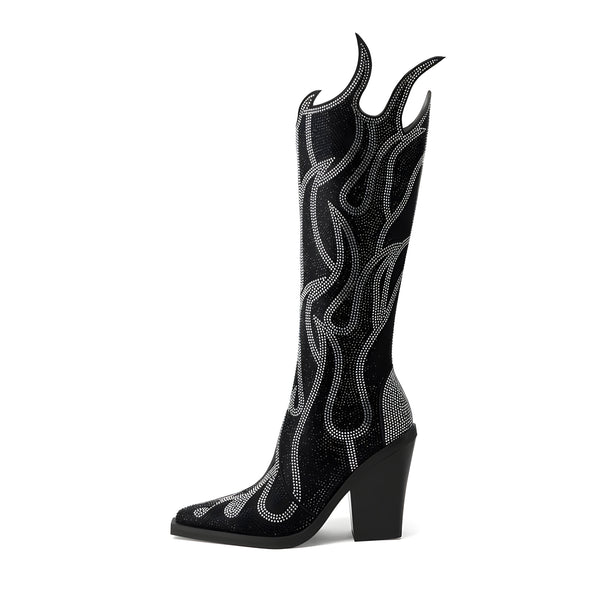 The Hecate Rhinestone High Heel Boots