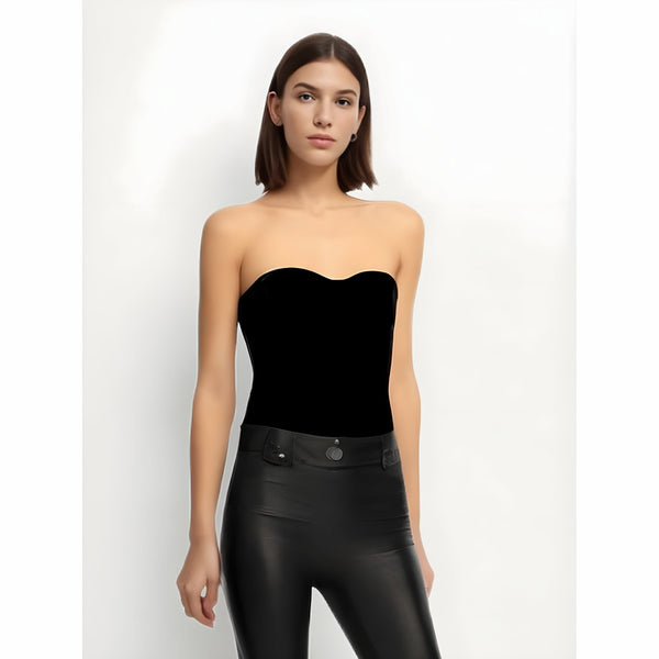 The Sarana Strapless Velvet Bodysuit