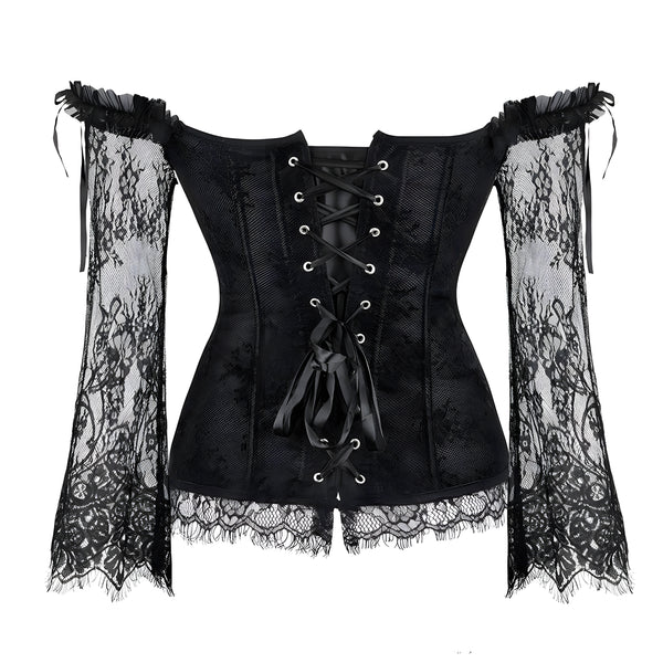 The Alyx Long Sleeve Off-Shoulder Lace Corset Top