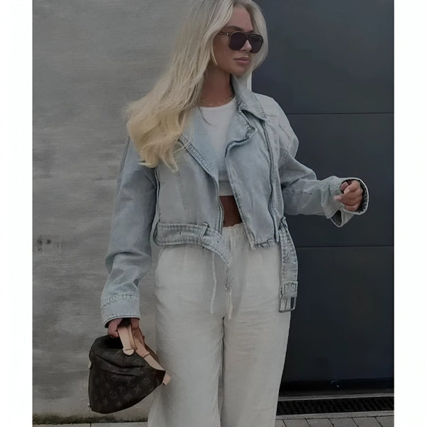 The Beatrix Loose Fit Cropped Denim Jacket