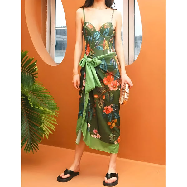 The Ivy Floral One-Piece Swimsuit Sarong Set