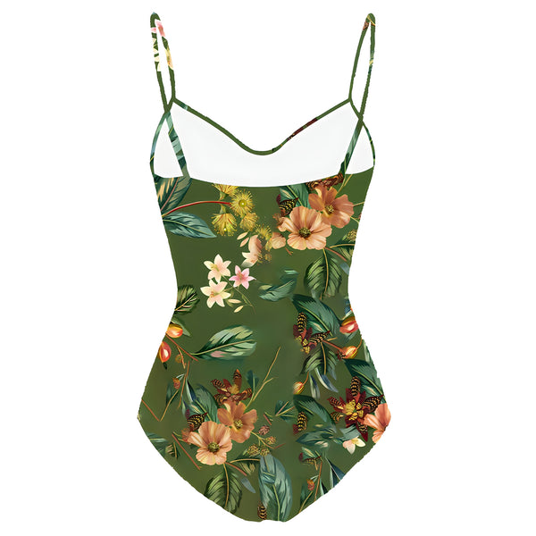 The Ivy Floral One-Piece Swimsuit Sarong Set