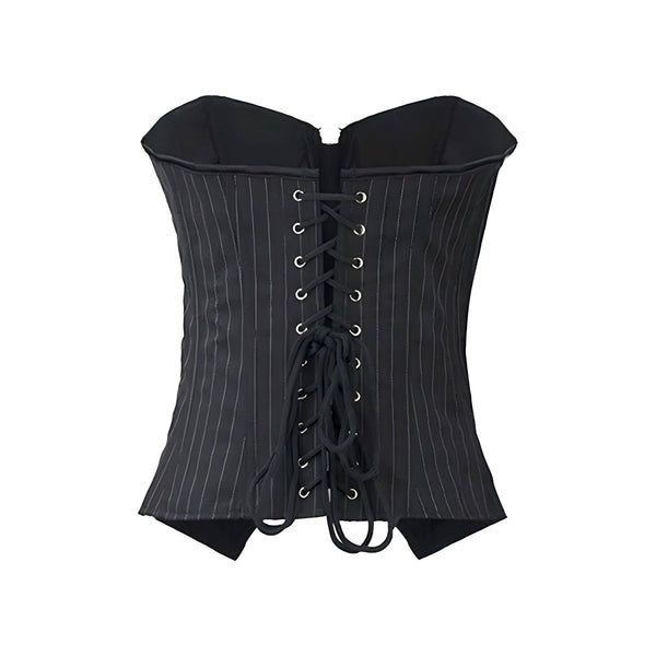 The Aristocrat Obsidian Zipper Corset Top