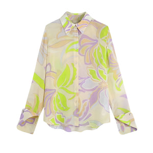 The Neon Bloom Long Sleeve Blouse