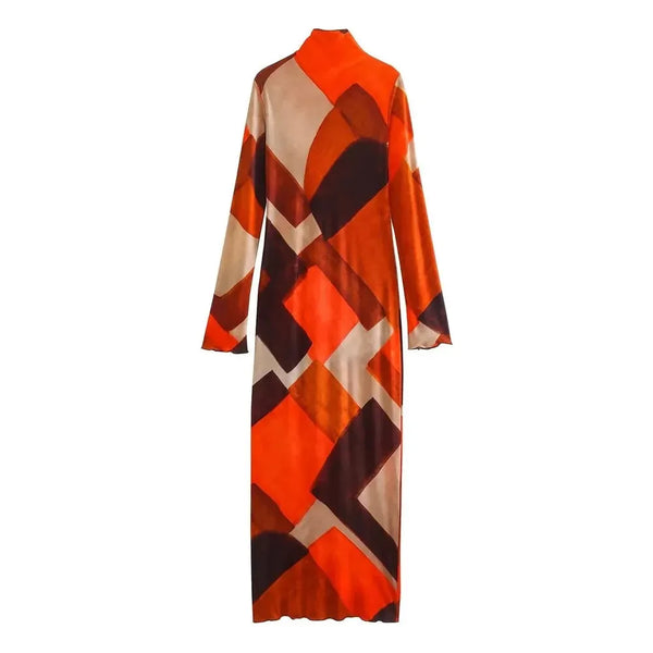 The Geometra Long Sleeve Midi Dress