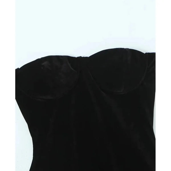 The Sarana Strapless Velvet Bodysuit