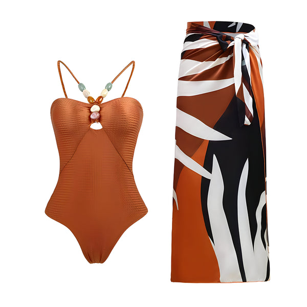 The Oceana One-Piece Bikini Bathing Suit Cover Up Set