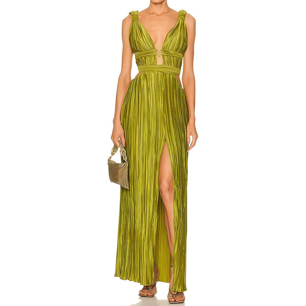 The Fern Sleeveless Pleated Maxi Dress