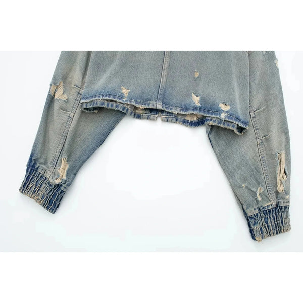 The Dorothea Long Sleeve Cropped Denim Jacket