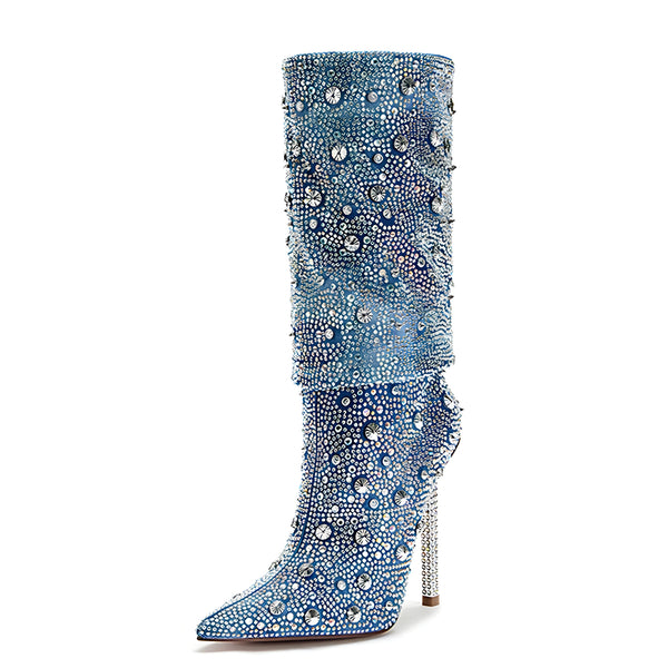 The Icarus Rhinestone High Heel Boots