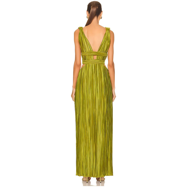 The Fern Sleeveless Pleated Maxi Dress