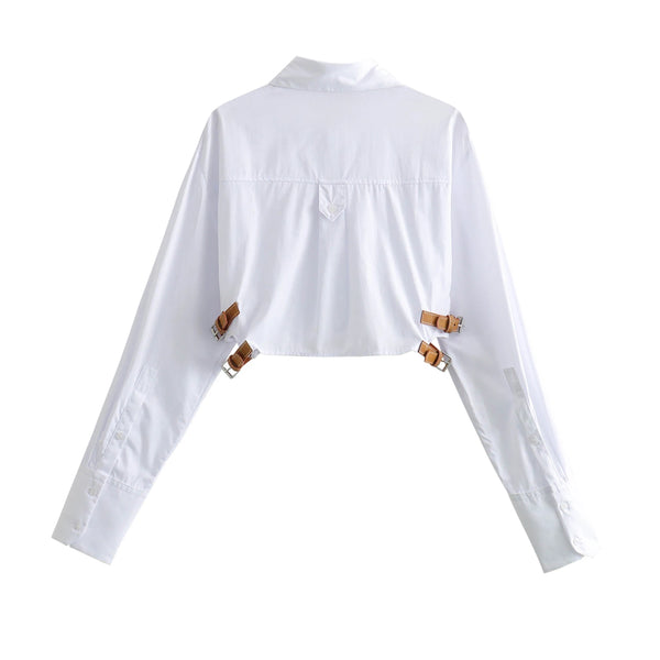 The Verena Long Sleeve Cropped Blouse