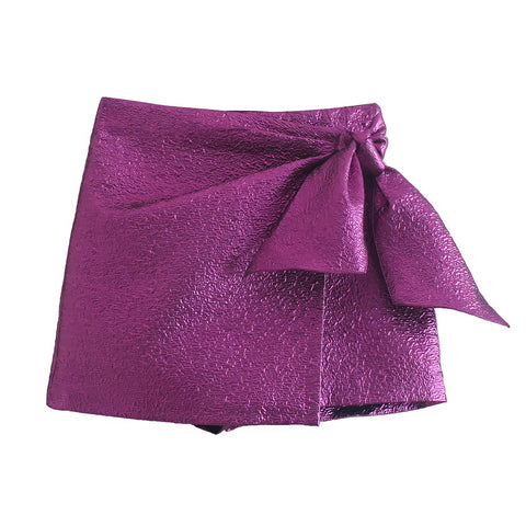 The Side Bow High-Gloss Mini Skort