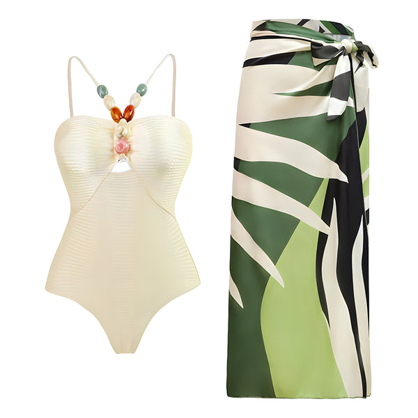 The Oceana One-Piece Bikini Bathing Suit Cover Up Set