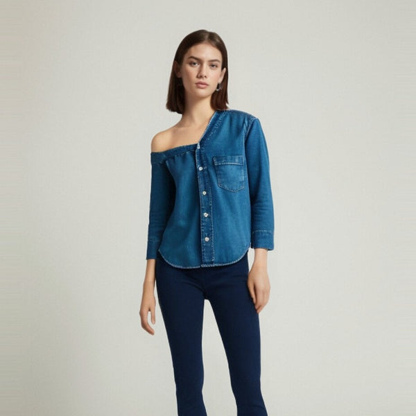 The Brea Off Shoulder Denim Blouse