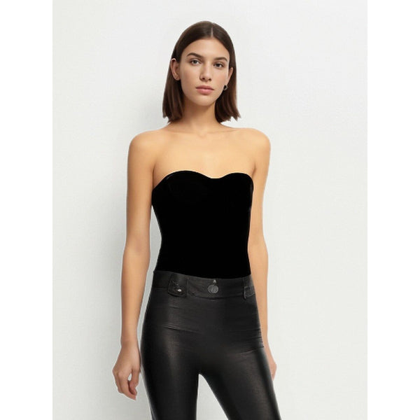 The Sarana Strapless Velvet Bodysuit